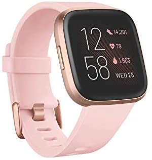 Fitbit Versa 2 - Smartwatch per Benessere e Forma Fisica, Controllo Vocale, Punteggio del Sonno e Musica, Rosa cipria/Rame rosa, Taglia unica