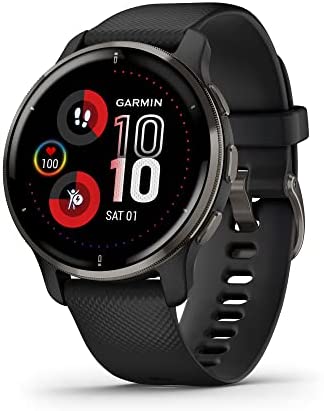 Garmin Venu 2 Plus, Smartwatch AMOLED 1,3", Microfono e cassa, Musica, Garmin Pay, +25 App sport, GPS, Cardio, SpO2 (Slate & Black)