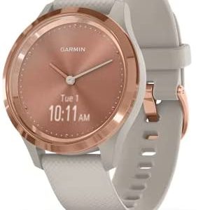 Garmin Vivomove 3S Smartwatch ibrido con lancette dell'orologio reali e display touchscreen nascosto, silicone sabbia chiaro con hardware oro rosa 39 mm