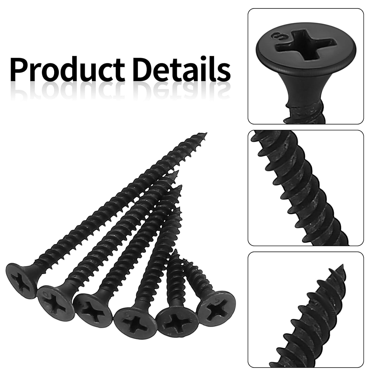 130 pieces of self -tapping wood screws, car -headed car steps, cross -length screws, black furniture - black, m3.5*(16/20/25/30/35/40/50) mm m3.5-130pcs