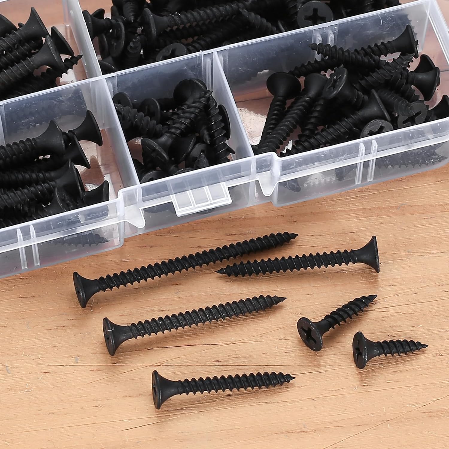 130 pieces of self -tapping wood screws, crooked flat -headed self -tapping screws, wooden furniture - black, m3*(16/20/25/30/35/40/50) plasterboard screws