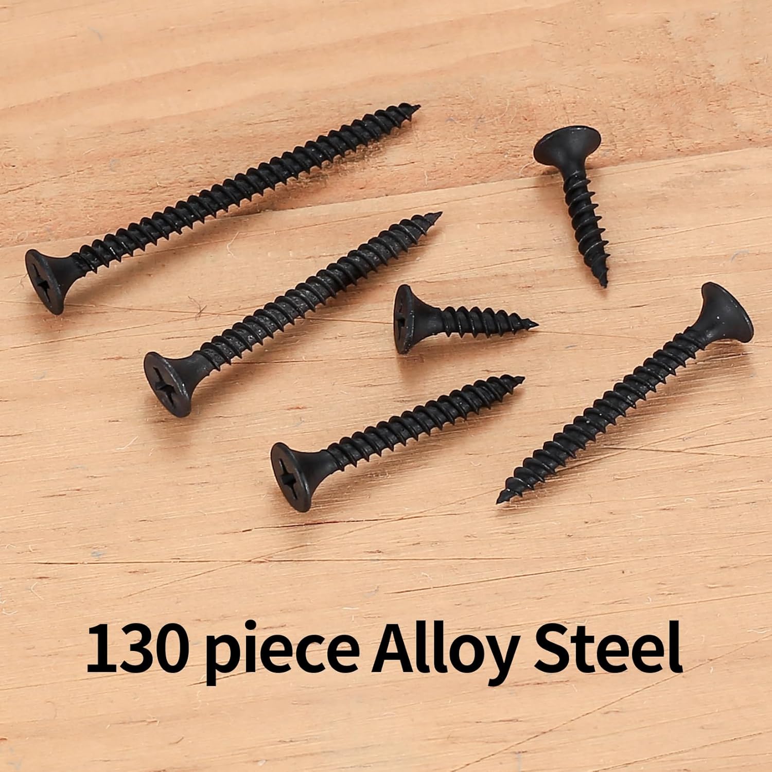 130 pieces of self -tapping wood screws, crooked flat -headed self -tapping screws, wooden furniture - black, m3*(16/20/25/30/35/40/50) plasterboard screws