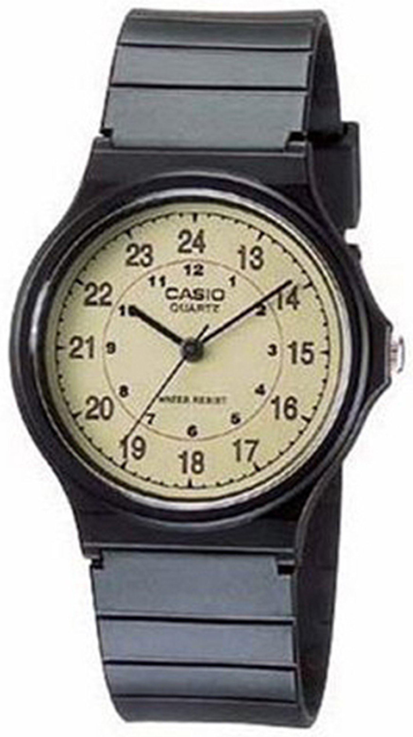Casio MQ24 Series | Quartz Analog Watch for Men | Water Resistant | Resin Case | Resin Band | Resin Glass | Three Hand Analog (HR, Min, SEC) | Classic Design | 3 Year Battery Gold/Black MQ-24-9B