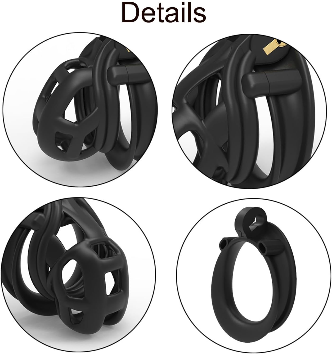 Comfortable men's training cage improved with 4 rings, special underwear for men's adults -ha16 (black, nub) Nub Nub