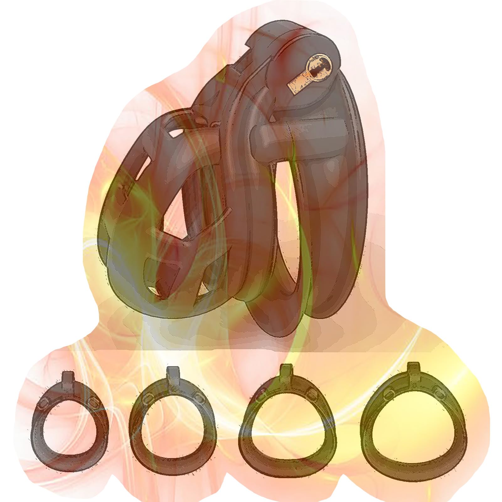 Comfortable men's training cage improved with 4 rings, special underwear for men's adults -ha16 (black, nub) Nub Nub