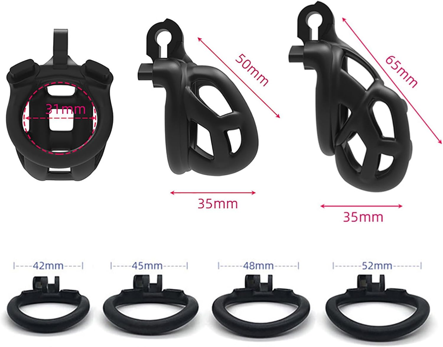Comfortable training cage for men with rings of 4 sizes and invisible block, special protective cage for men -itha01a nub