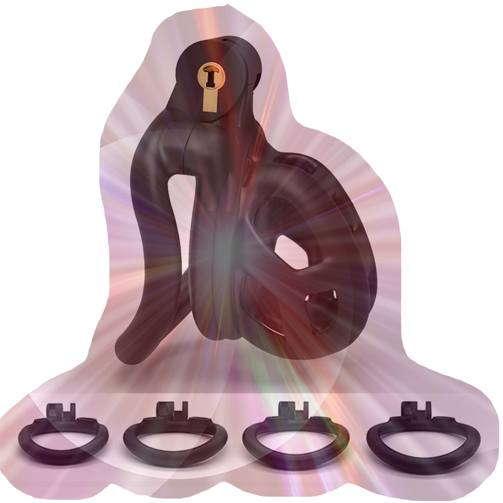 Comfortable training cage for men with rings of 4 sizes and invisible block, special protective cage for men -itha01a nub