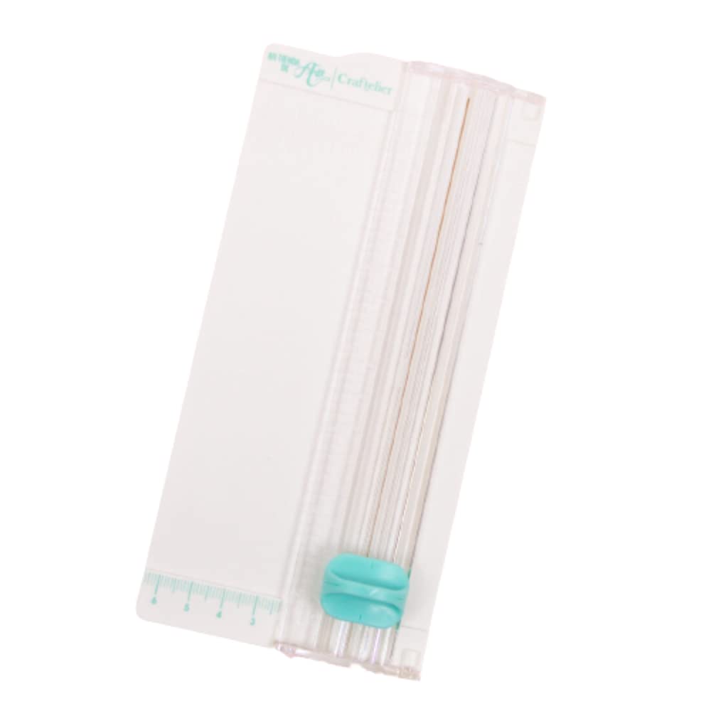 Craftelier - Mini portable cutter to measure and cut paper and cardboard for scrapbooking or crafting with folding tool, blade and transparent ruler | Dimensions 6.5 x 15.3 cm
