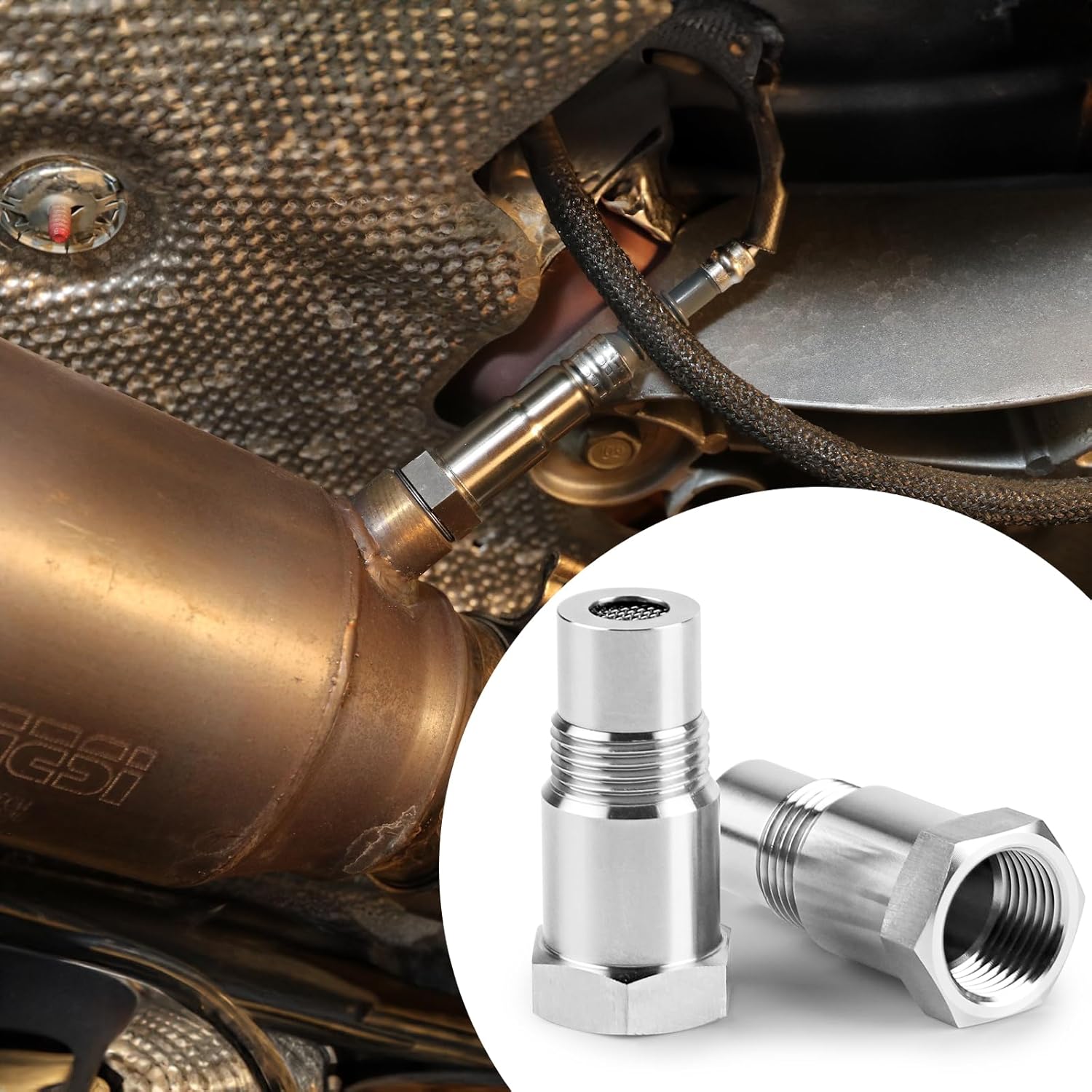 Dbreaks 2pcs Universal O2 Oxygen Sensor Adapter, 45mm spacer oxygen sensor, Extender Oxygen Sensor for M18 x 1.5 exhaust systems