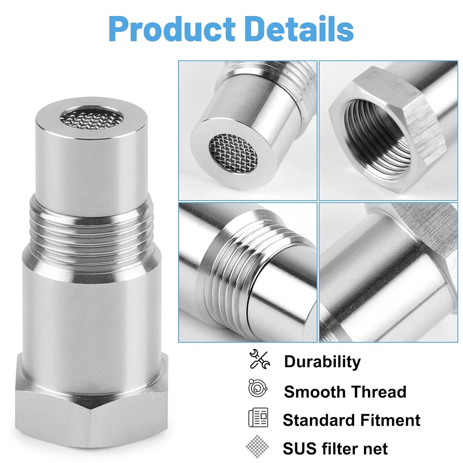 Dbreaks 2pcs Universal O2 Oxygen Sensor Adapter, 45mm spacer oxygen sensor, Extender Oxygen Sensor for M18 x 1.5 exhaust systems