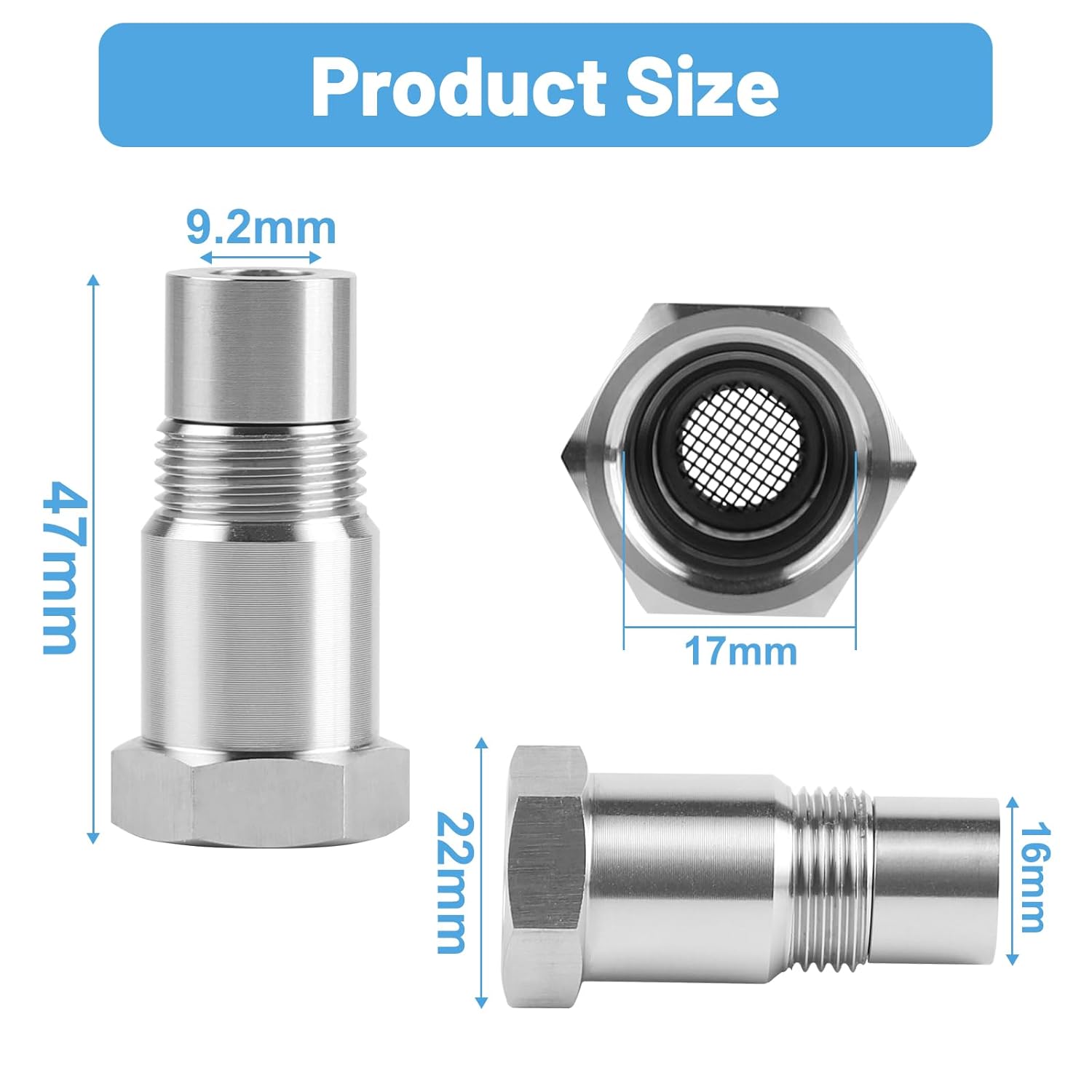 Dbreaks 2pcs Universal O2 Oxygen Sensor Adapter, 45mm spacer oxygen sensor, Extender Oxygen Sensor for M18 x 1.5 exhaust systems