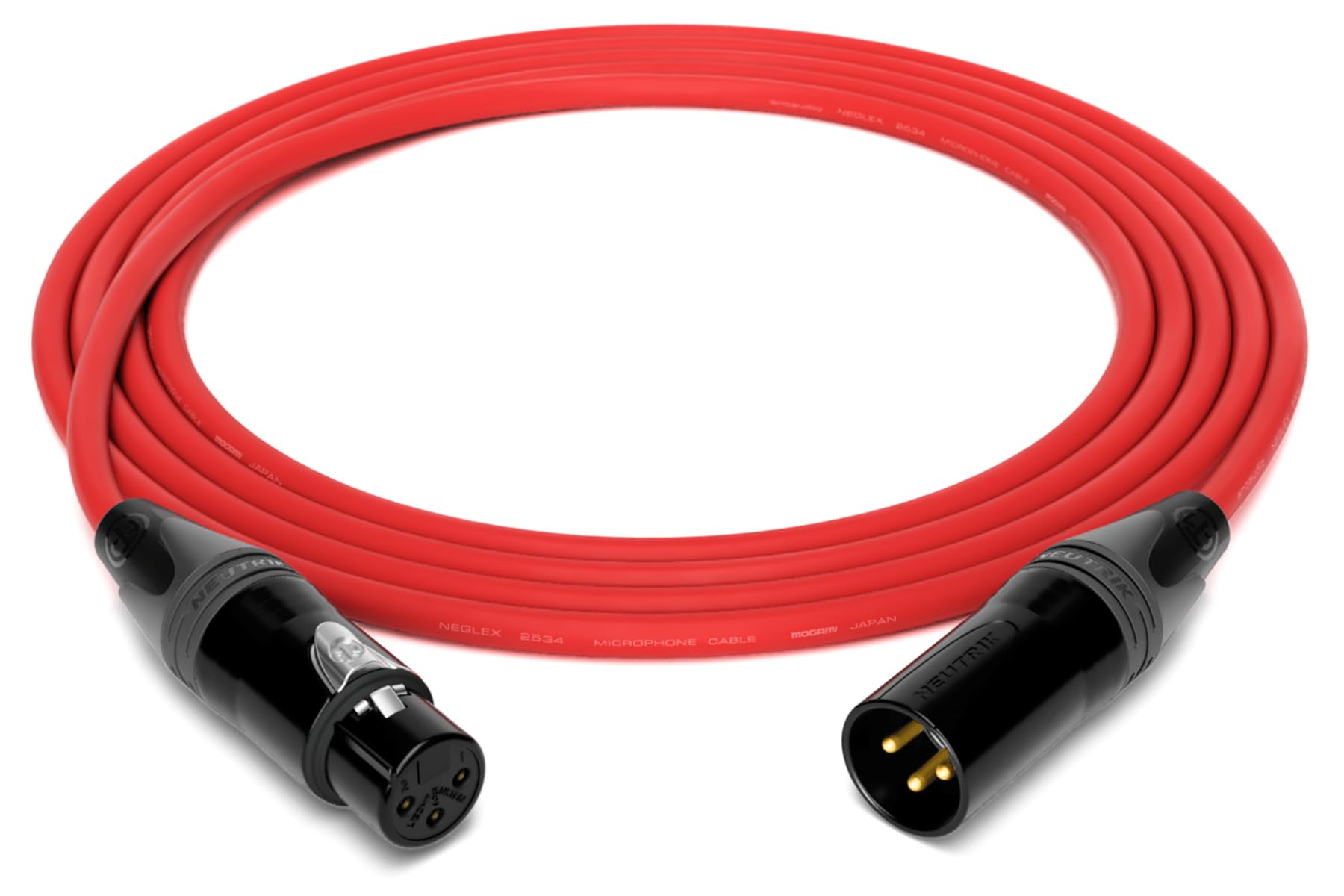 ENAUDIO MOGAMI 2534 Quad Professionel Studio Symmetrical microphone cable | Neutrik Gold XLR female - Male XLR | Hifi, red, 15 m