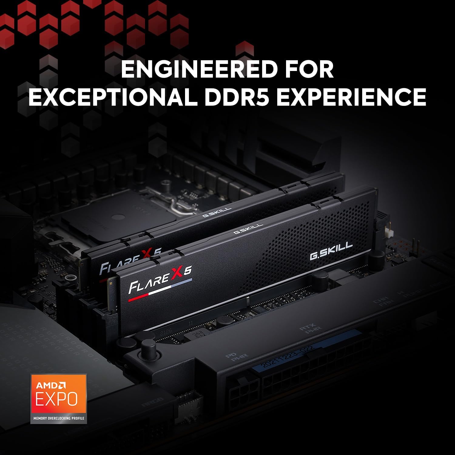 G.SKILL Flare X5 Series DDR5 RAM (AMD Expo) 64GB (2x32GB) 6000MT/s CL28-36-36-96 1.40V Desktop Computer Memory U-DIMM - Matte Black (F5-6000J2836G32GX2-FX5) 64GB (2x 32GB) DDR5-6000 CL28-36-36-96 1.40V Matte Black