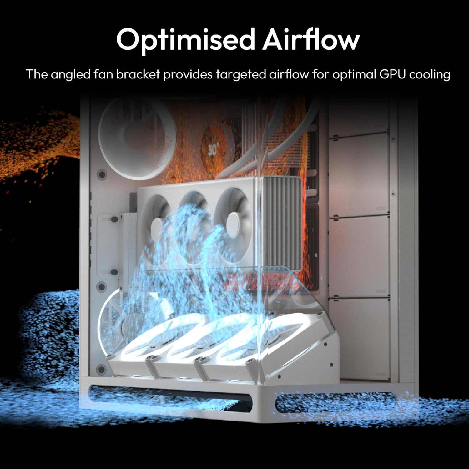 HAVN HS 420 VGPU Dual-Chamber Mid Tower ATX PC Case White | PCIe 5.0 Vertical GPU Kit, 11x 140mm Fan Slots & 2X 420mm Radiator Support, SimpliCable Cable Management, Tempered Glass, PWM Fan Hub White Vertical GPU Mount