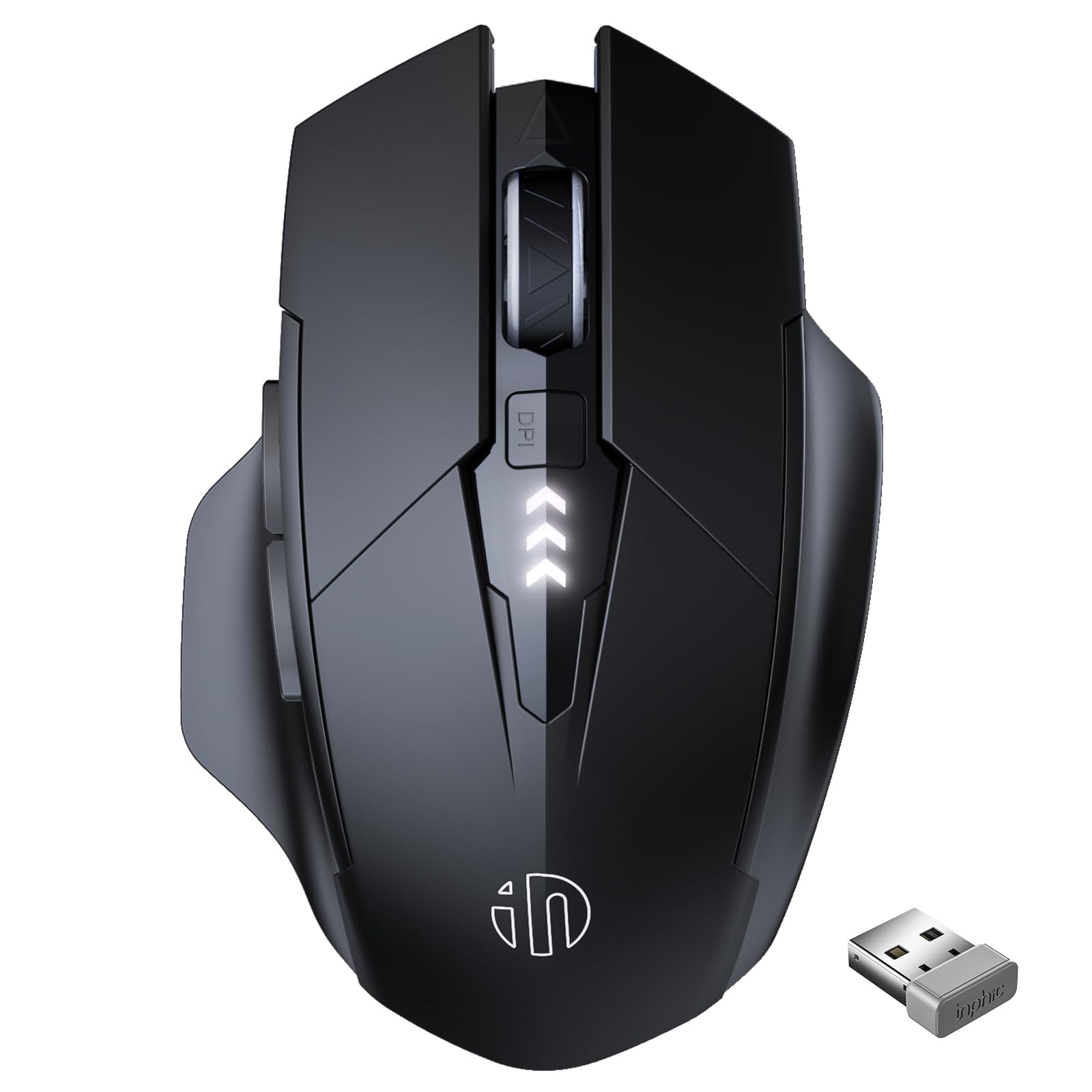 INPHIC Wireless Mouse Rechargeable, Upgraded Visible Battery, 2400 DPI, Silent Ergonomic Computer Wireless Mouse for Laptop, Mac, PC etc.