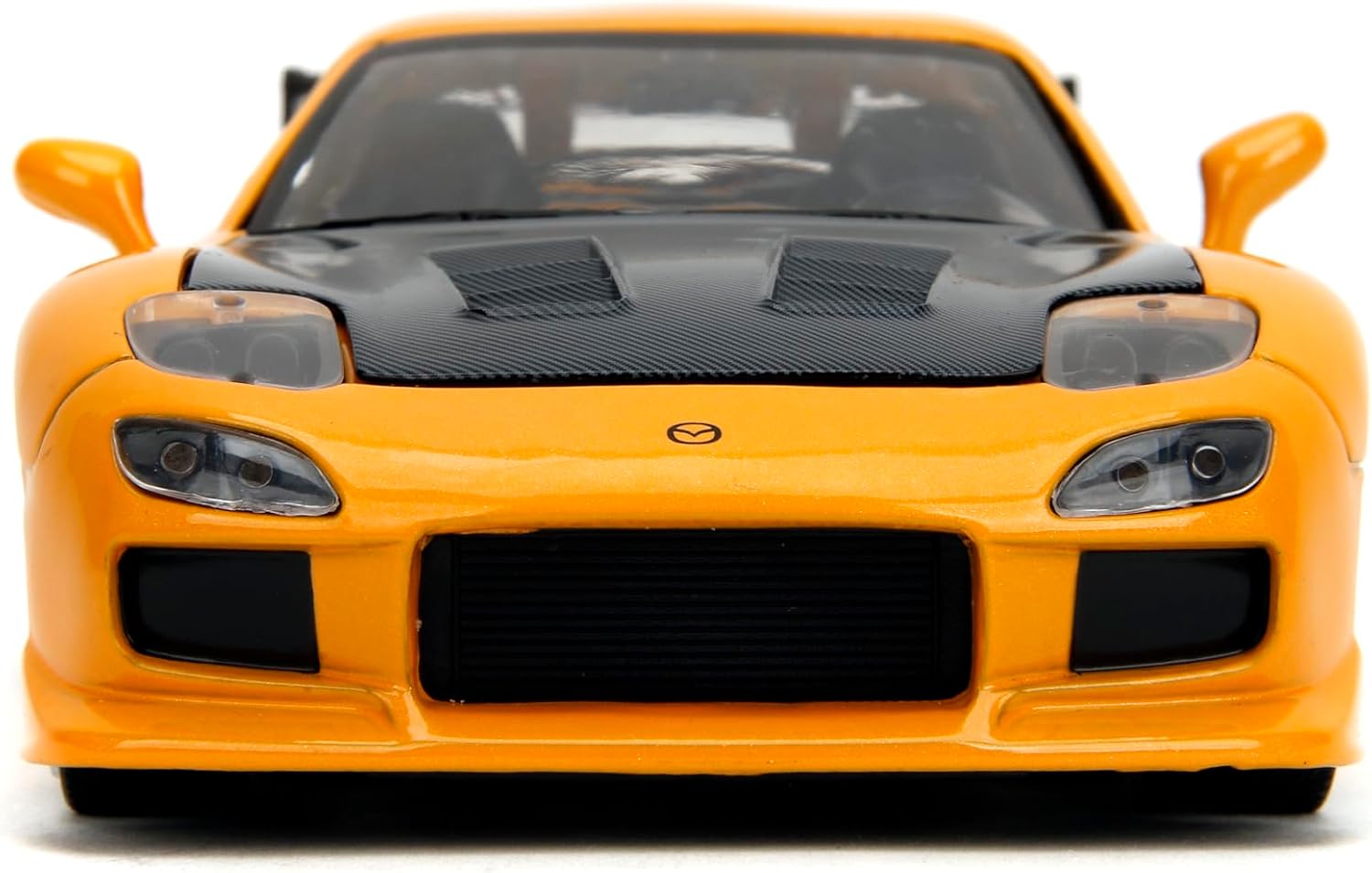 Jada Toys JDM Tuners 1:24 Die-Cast 1993 Scale Mazda RX-7 (FD) HKS, Openable doors, detailed interiors, rubber tires, collectible by age 8+ (orange yellow)