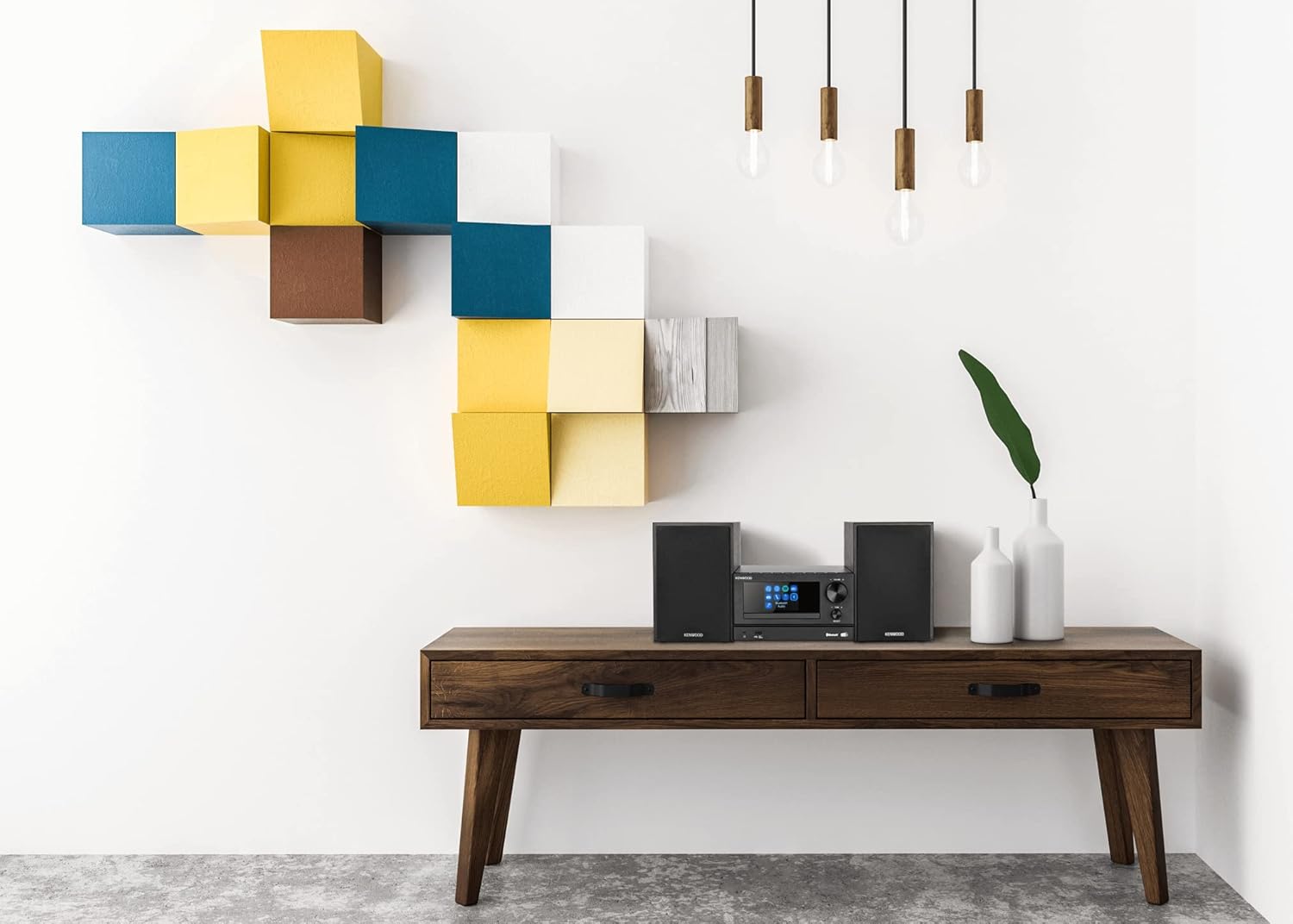 Kenwood, micro hifi system stereo M-7000s, with radio receiver from the Internet, DAB+ or FM, CD player and USB socket, Spotify and Bluetooth connection, Podcast-Player, Radiosveglia function, Black