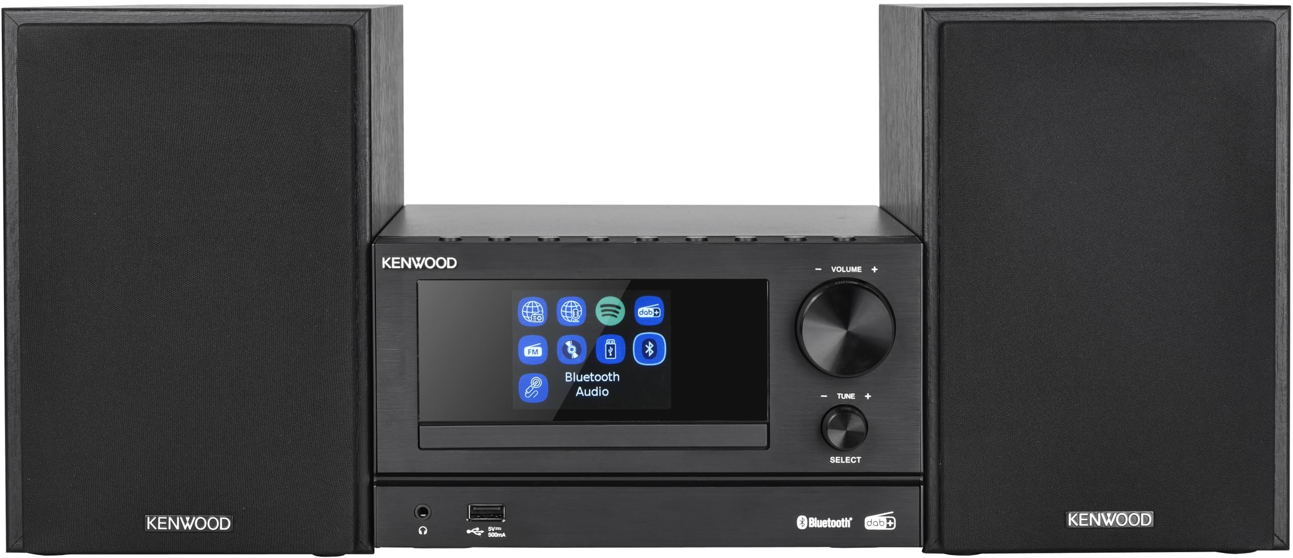 Kenwood, micro hifi system stereo M-7000s, with radio receiver from the Internet, DAB+ or FM, CD player and USB socket, Spotify and Bluetooth connection, Podcast-Player, Radiosveglia function, Black