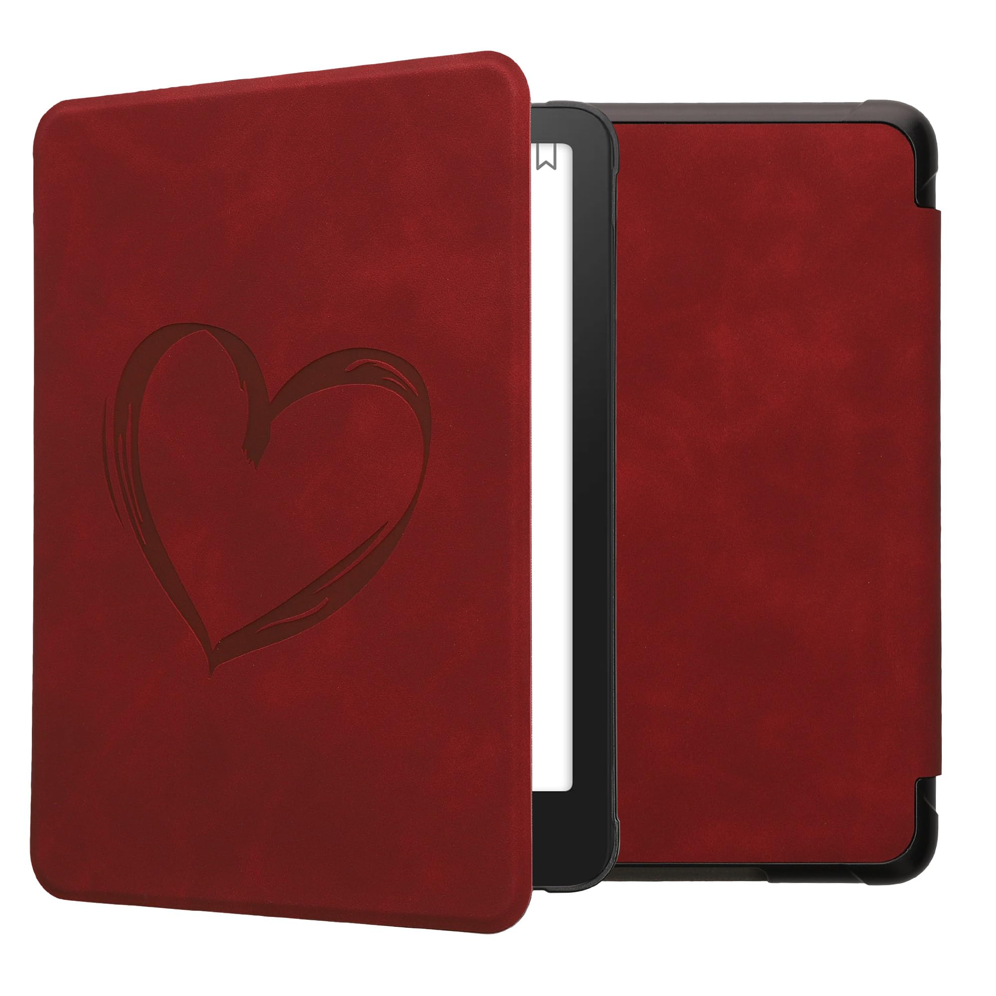 Kwmobile Ereader Case compatible with Amazon Kindle Paperwhite (2024)/Colorsoft Cover - EBOOK READER FLIP CASE - Cover magnetic Ereader Leather Po Cuore