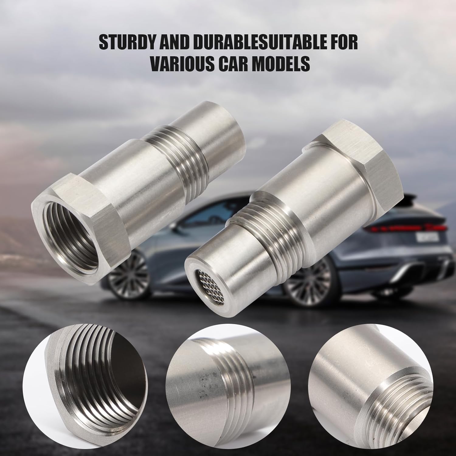 Lambda probe emulator 2 pieces of prolong oxygen sensor m18 x 1.5 mm, konuooer filter O2 oxygen sensor lambda probe adapter 45 mm, for car unloading system accessories