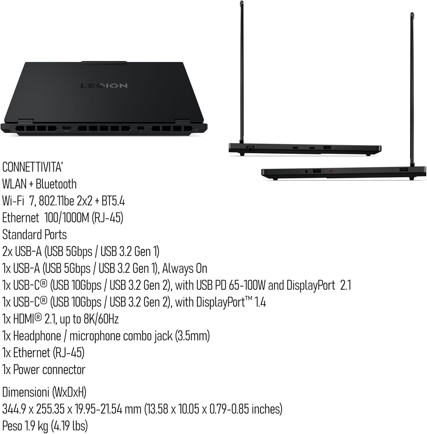 Lenovo Legion 5 Ai, Notebook Gaming, Intel Core i9-14900HX, RAM DDR5 64GB, SSD 2TB (2 x 1TB) Display 15.1 "WQXGA (2560x1600) OLED 1000NITS, 165Hz, GeForce RTX 5070 8GB, Win 11 Pro, Ready to use