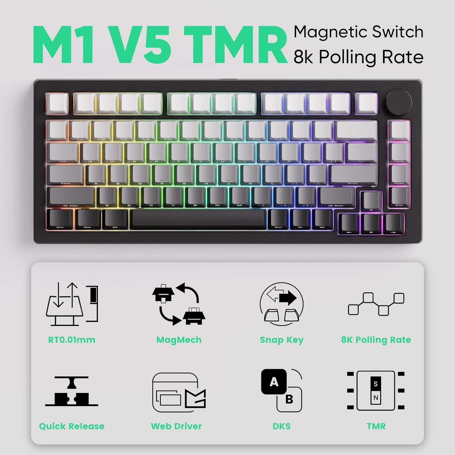 M1 V5 TMR Rapid Trigger Gaming Keyboard Quick Release Aluminum Mechanical Keyboard SP Gradient AstroAim Magnetic Switch Black-AstroAim Magnetic Switch