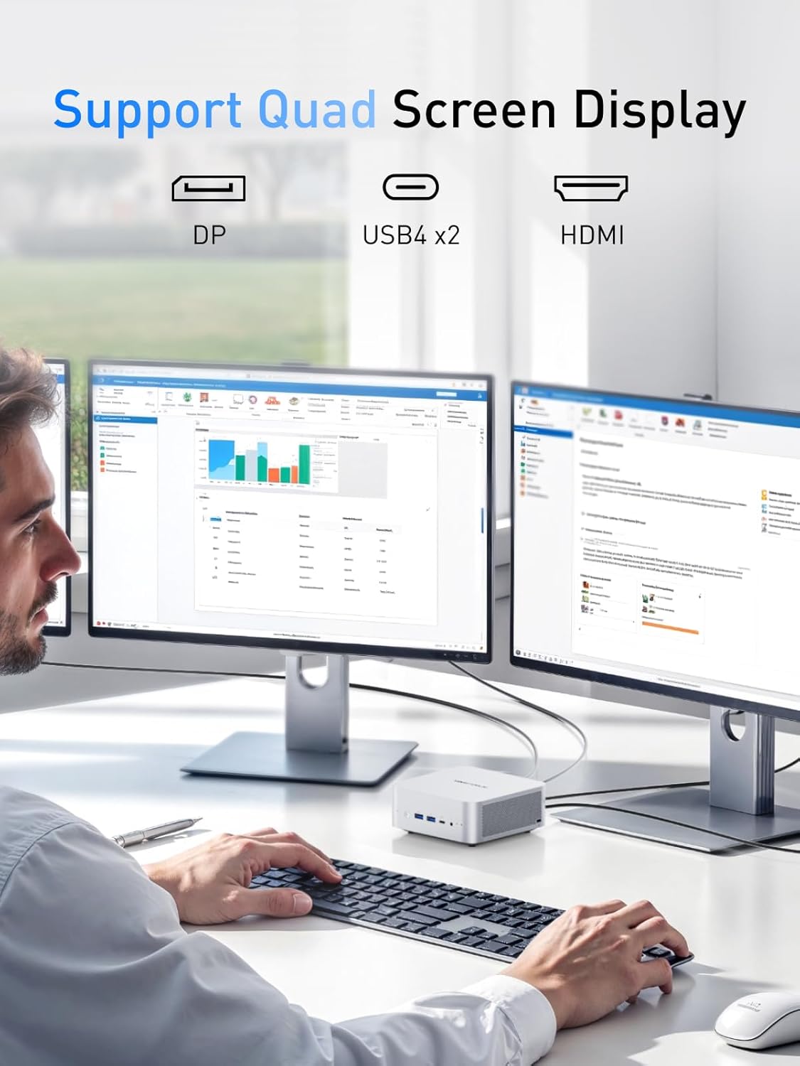 Minisforum at Mini PC M1 PRO-285H with Intel Core Ultra processor 9 285h (16C/16T, up to 5.4 GHz), Mini Computer 64 GB DDR5 PCIE4.0 SSD 2 TB, Quad display with HDMI 2.1/USB4/DP, 5 USB ports, WiFi 7 M1 PRO-285H (64+2TB)