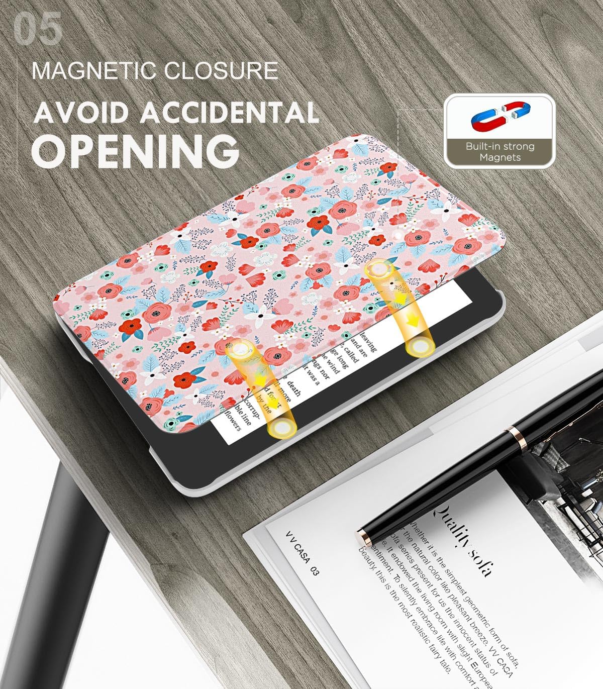 Moko Case compatible with 6 inches New Kindle 11th Generation 2024/2022 & International Version, Light Cover with Cars Wake-up/Sleep for Kindle 2024 11th Gen E-Maraod, Spring Pink