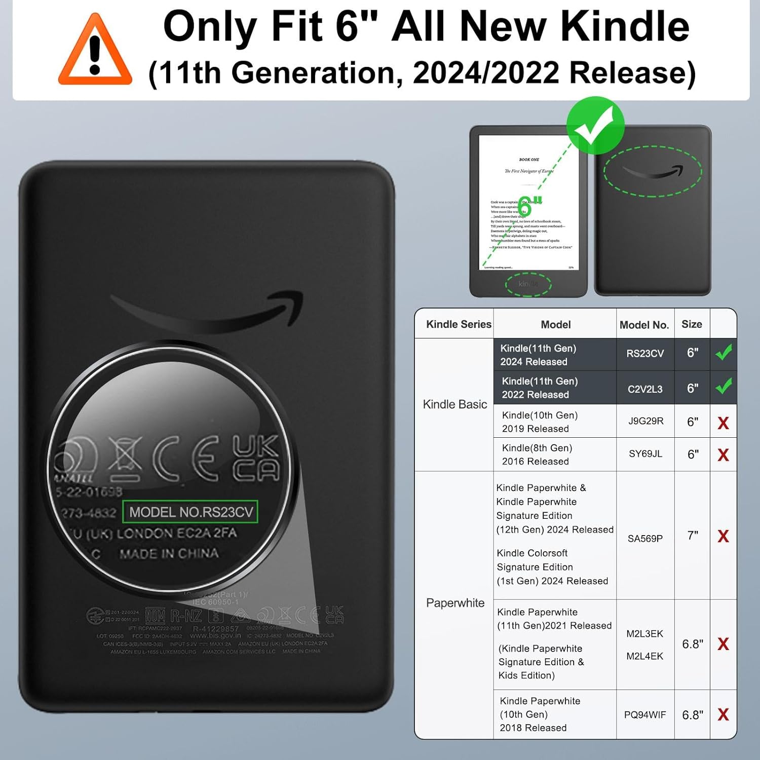 Moko Case compatible with 6 inches New Kindle 11th Generation 2024/2022 & International Version, Light Cover with Cars Wake-up/Sleep for Kindle 2024 11th Gen E-Maraod, Spring Pink