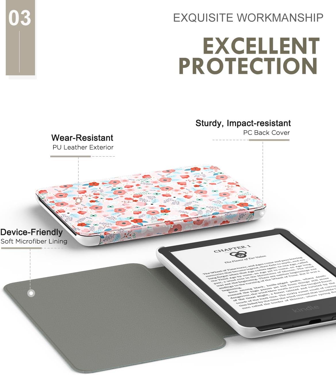 Moko Case compatible with 6 inches New Kindle 11th Generation 2024/2022 & International Version, Light Cover with Cars Wake-up/Sleep for Kindle 2024 11th Gen E-Maraod, Spring Pink