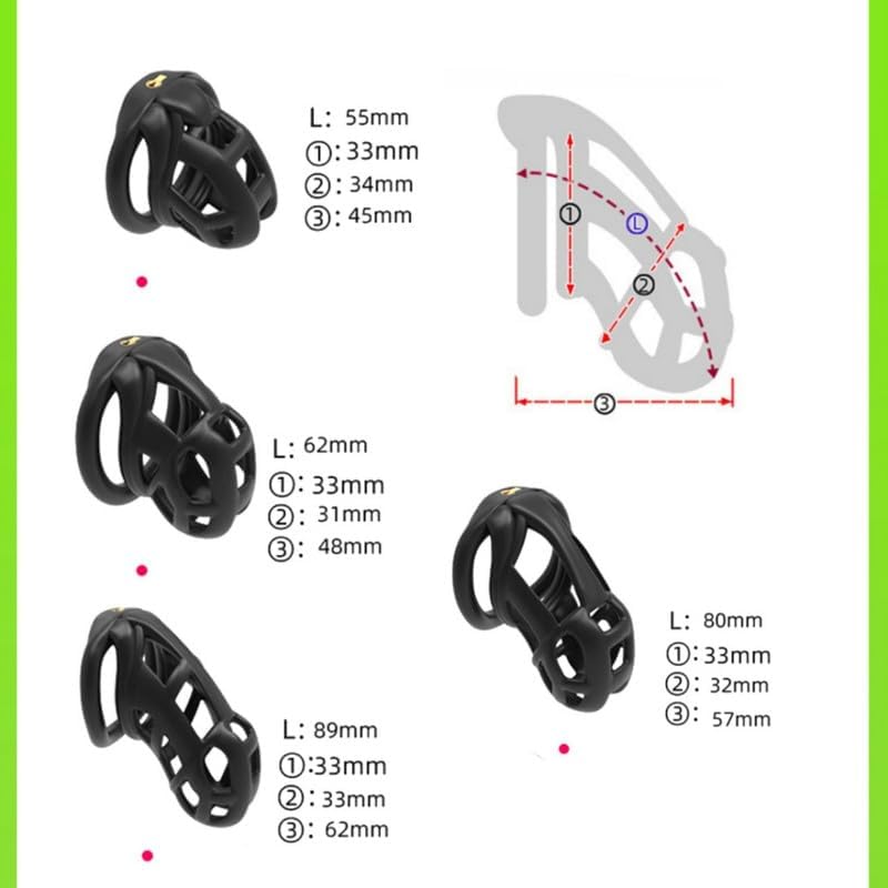 Multifunctional black male special cage + 4 replaceable accessories + 1 pair of keys + black silicone tube - comfortable portable male gift xs