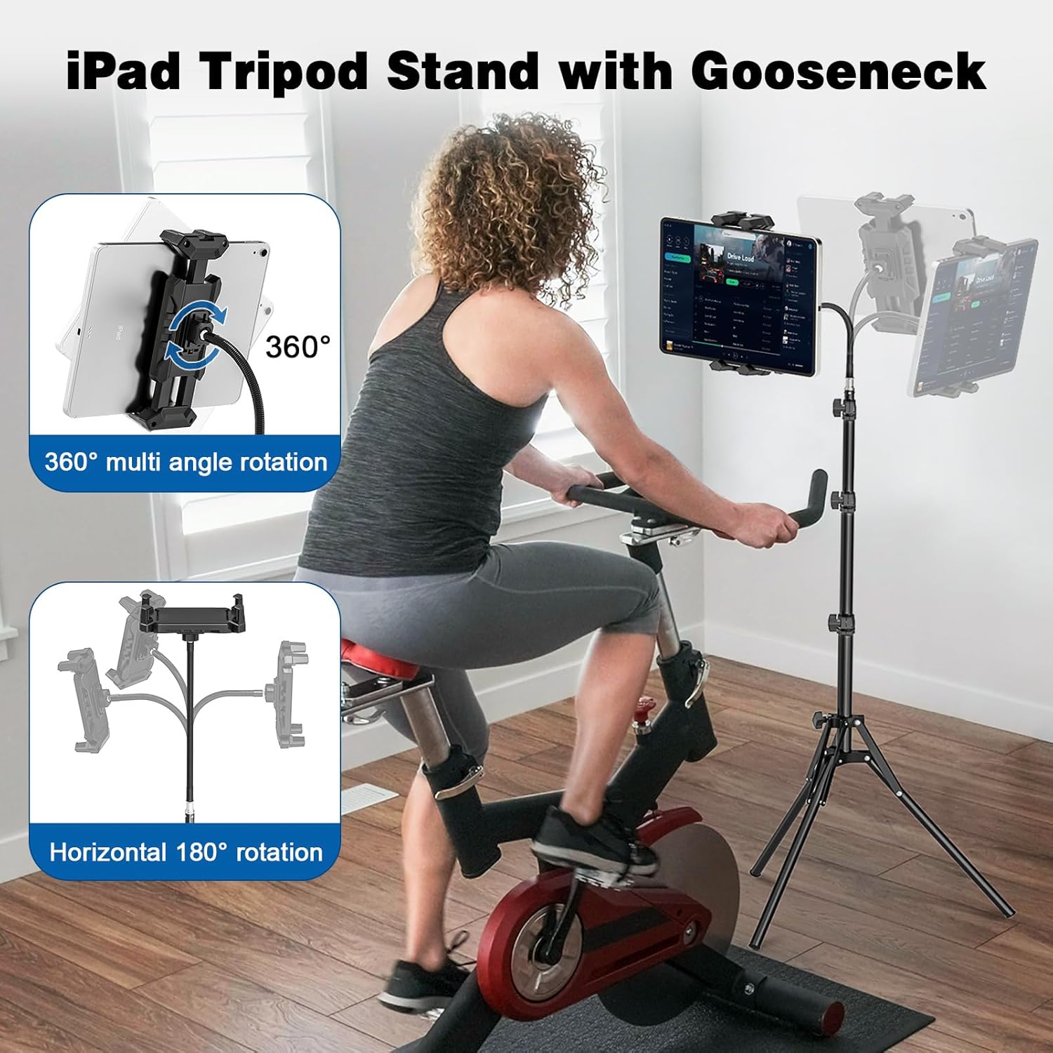 Nakelulu Tablet tripod support, 175cm adjustable iPad floor support for tablets with 360 ° swivel tripod tripod for iPad Pro, mini and tablets and 4.7-13.5-inch phones and phones