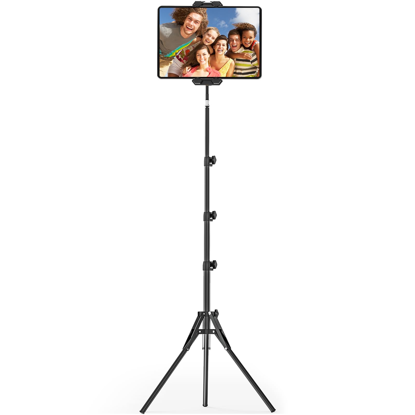 Nakelulu Tablet tripod support, 175cm adjustable iPad floor support for tablets with 360 ° swivel tripod tripod for iPad Pro, mini and tablets and 4.7-13.5-inch phones and phones