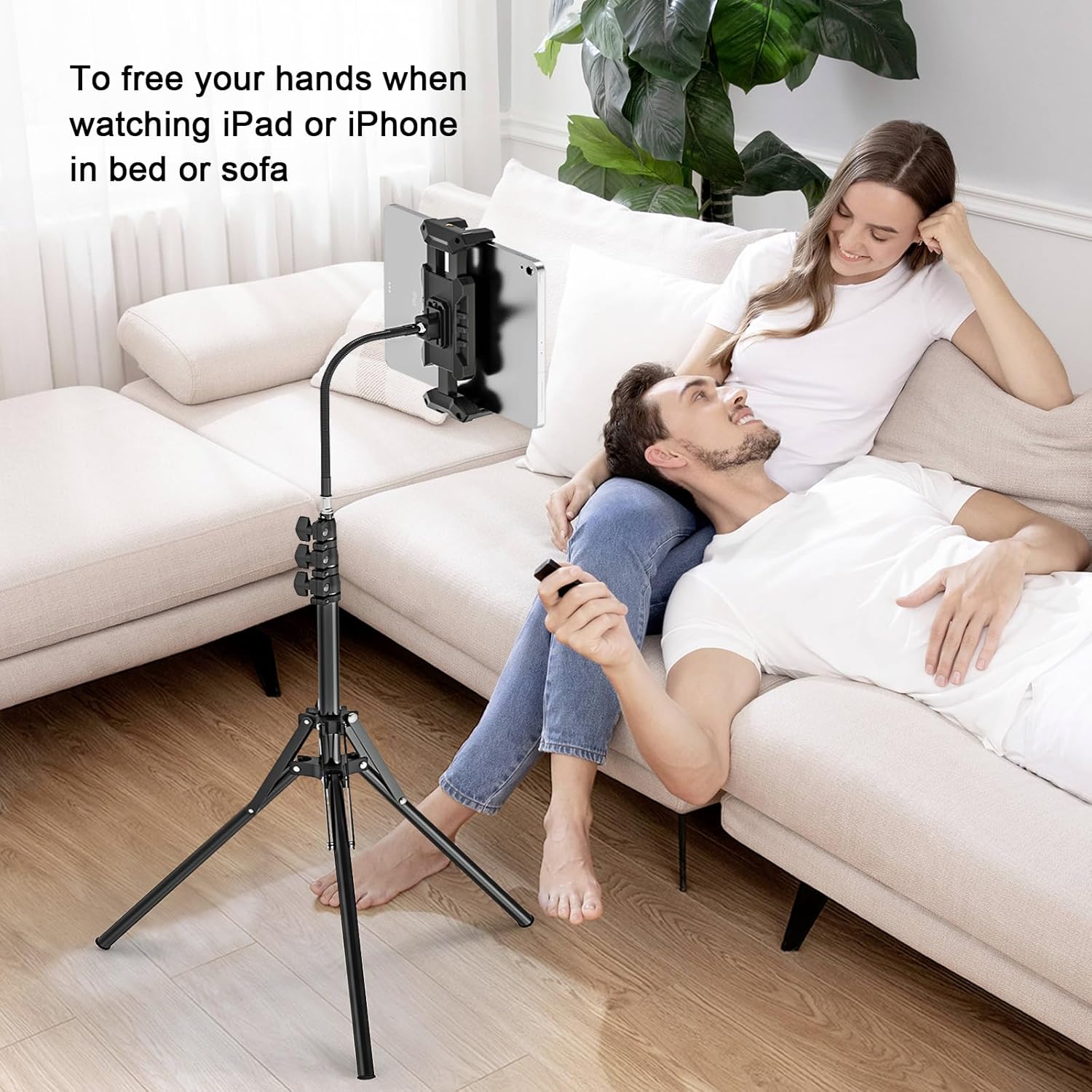 Nakelulu Tablet tripod support, 175cm adjustable iPad floor support for tablets with 360 ° swivel tripod tripod for iPad Pro, mini and tablets and 4.7-13.5-inch phones and phones