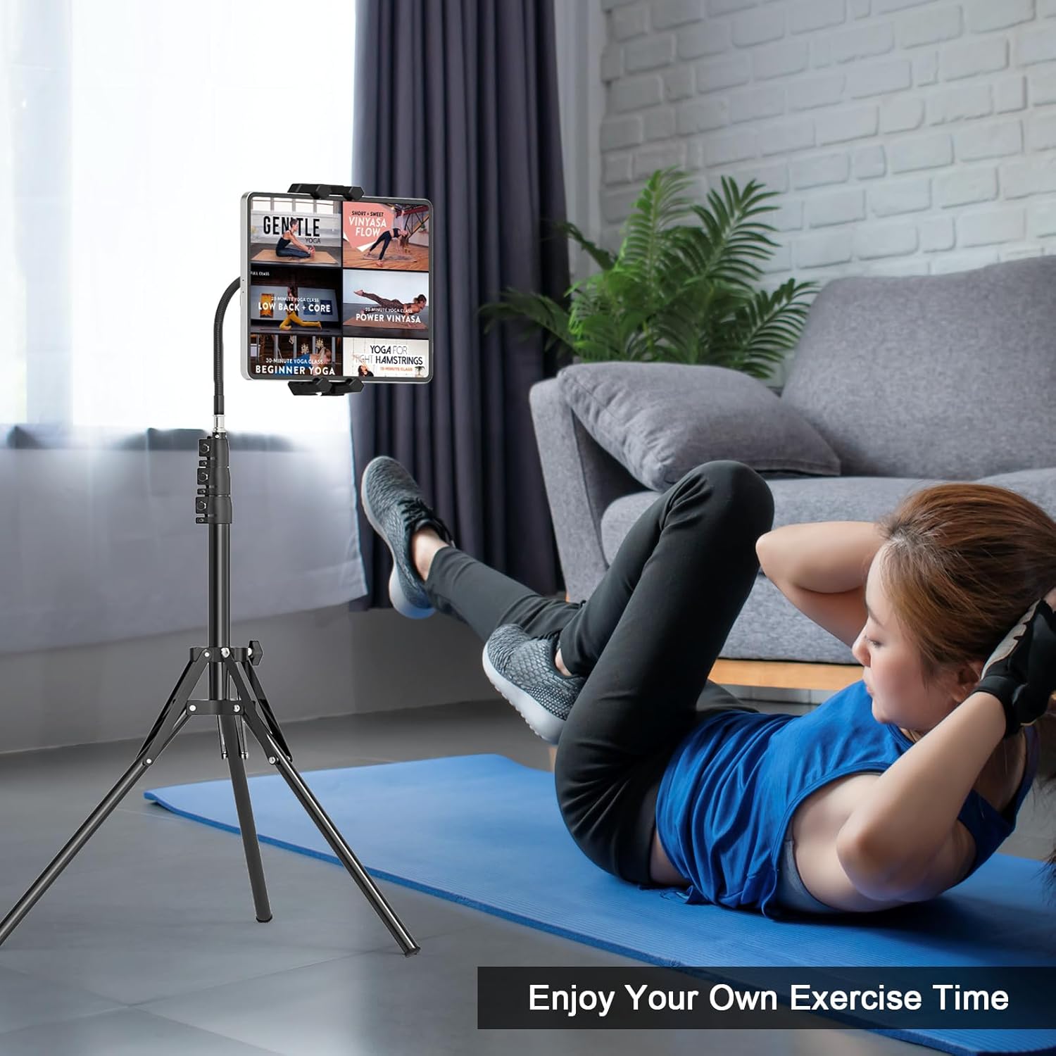 Nakelulu Tablet tripod support, 175cm adjustable iPad floor support for tablets with 360 ° swivel tripod tripod for iPad Pro, mini and tablets and 4.7-13.5-inch phones and phones