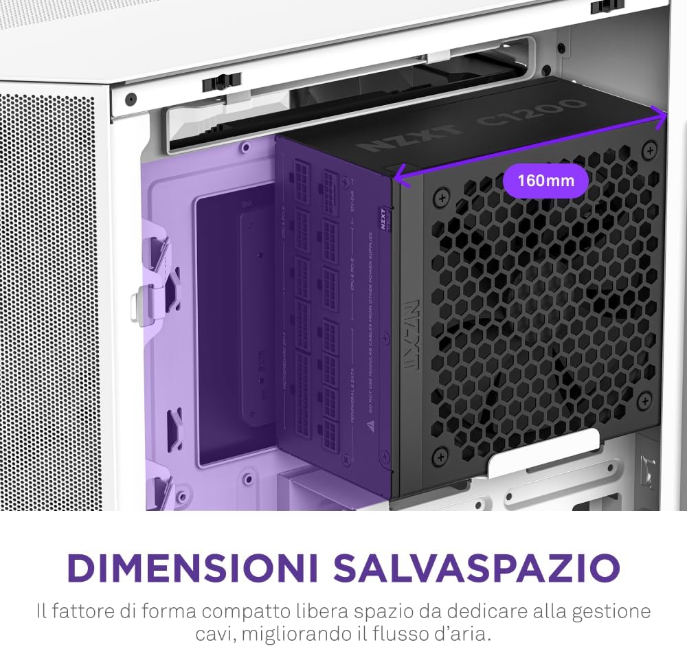 NZXT C1200 GOLD ATX 3.1 - PC power supply from fully modular gaming in reduced noise - 1200 Watt - 80 Plus Gold - 12V -2x6 connector - 100% Japanese capacitors - Black 80 Plus Gold atx 3.1 Black 1200W