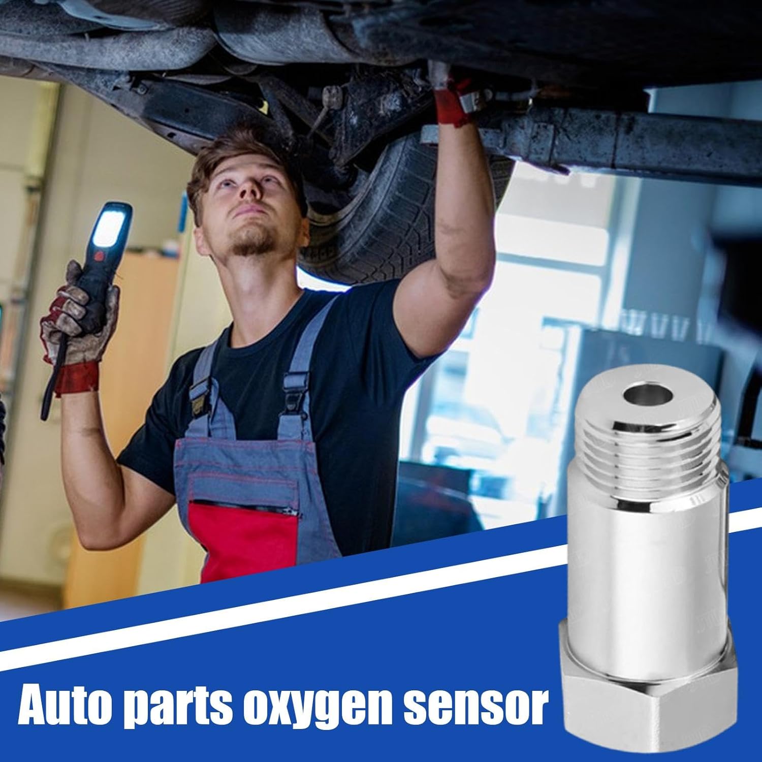 O2 Sensor Spacer, Stainless Steel Oxygen Sensor, Downstream Oxygen Sensor Connector, Auto Oxygen Sensors Connector 4.5x2.2cm for Women, Men, Adults, Present, Indoor, Outdoor