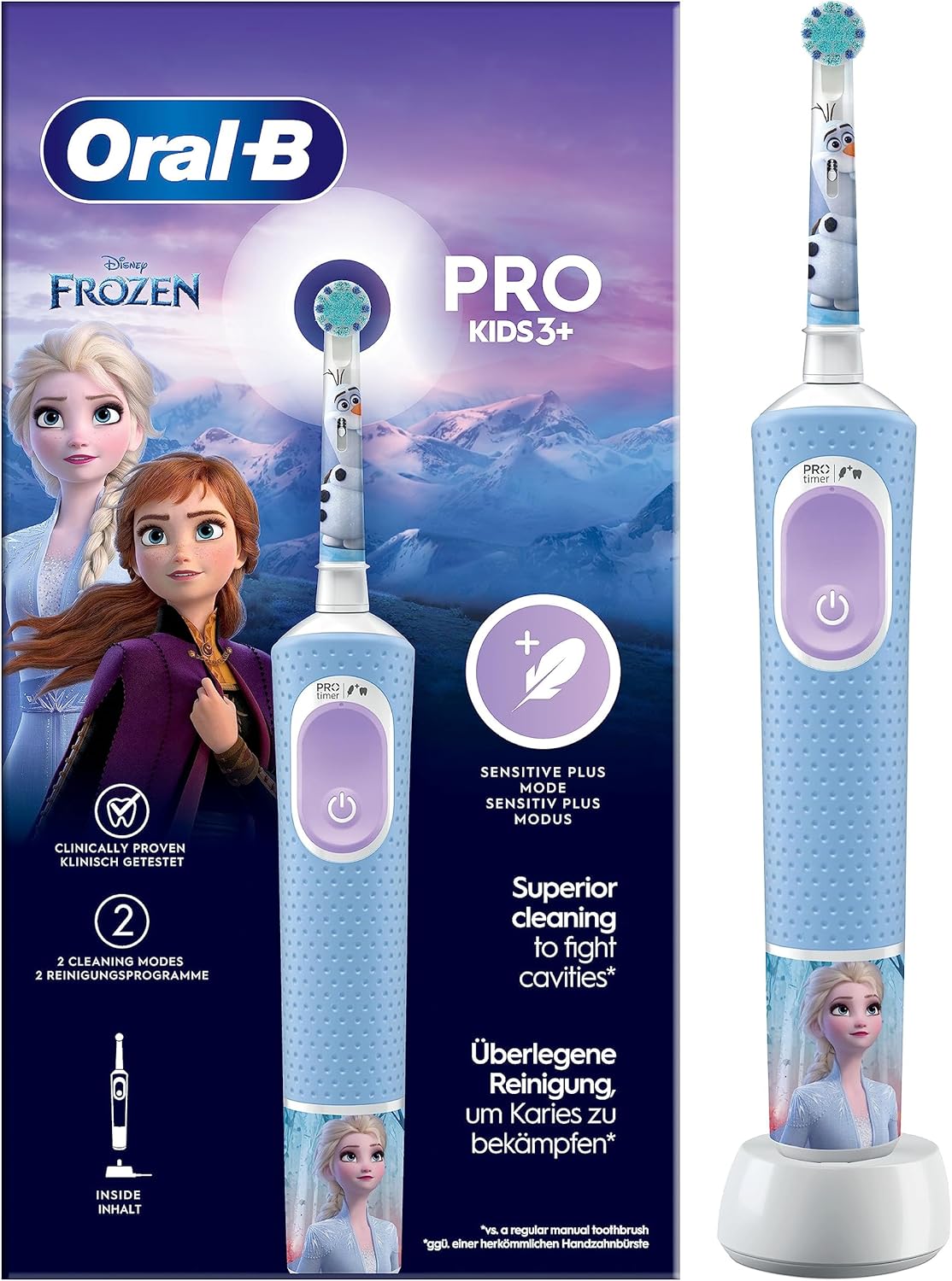 Oral-B Electrical Brush Rechargeable Pro Kids Frozen, 1 head, for children from 3 years up, 1 toothbrush