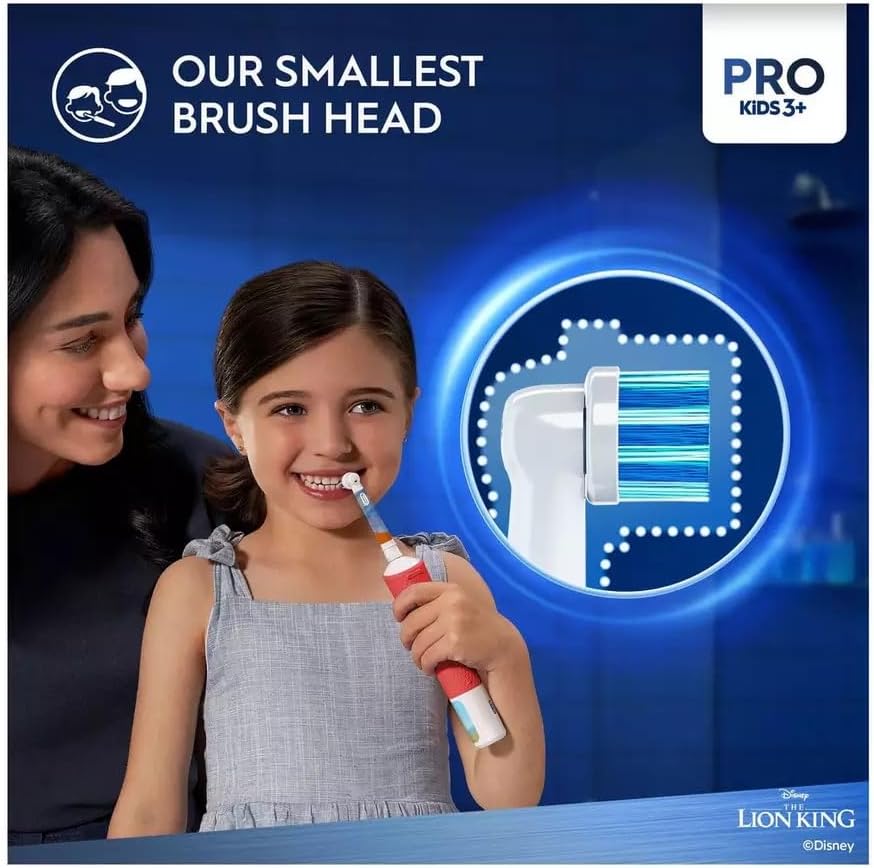 Oral -B Pro Kids König Der Löwen - Electric toothbrush for children aged 3 and up, with Sensivitiv+ for teeth care, extra soft bristles, 1 spare part, 4 stickers