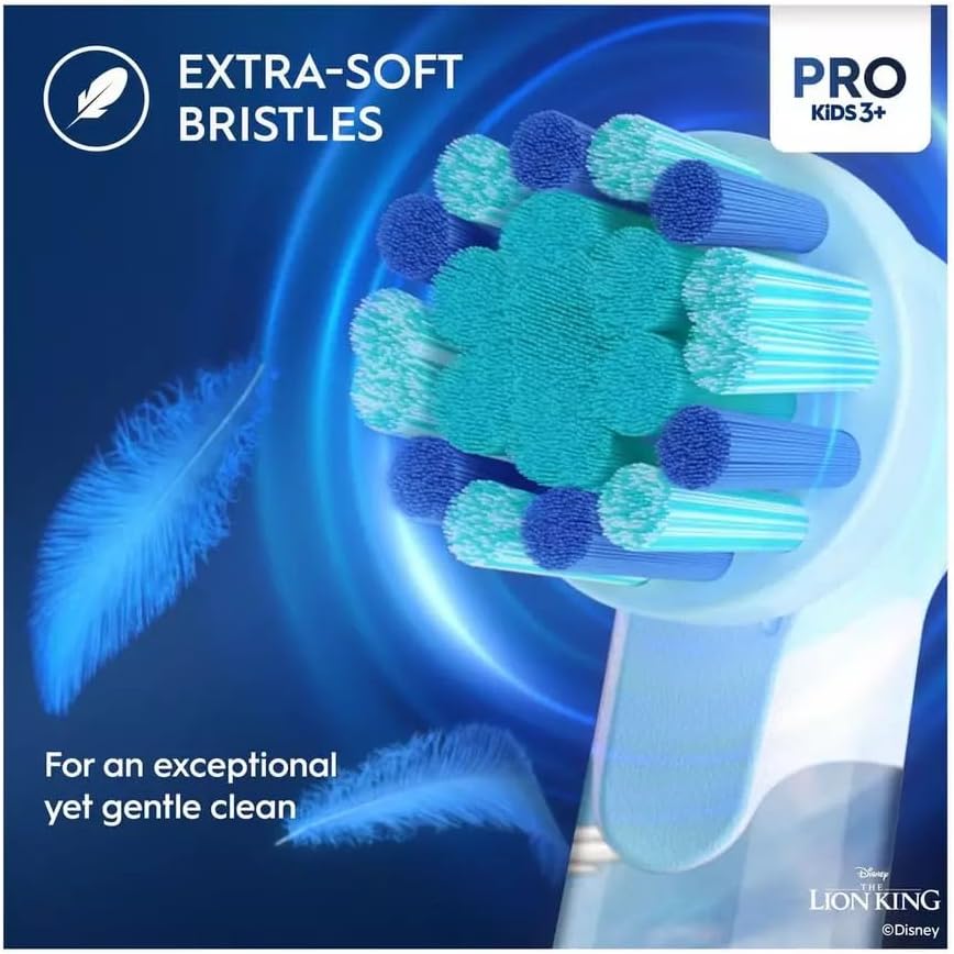 Oral -B Pro Kids König Der Löwen - Electric toothbrush for children aged 3 and up, with Sensivitiv+ for teeth care, extra soft bristles, 1 spare part, 4 stickers