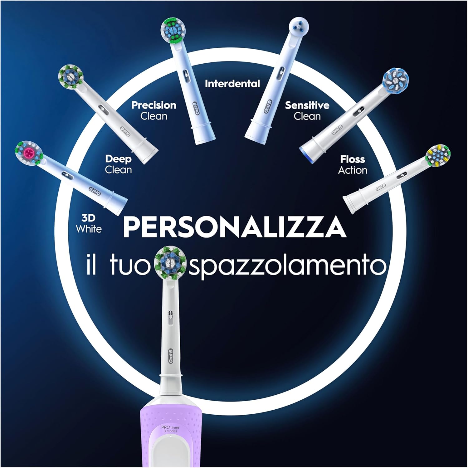 Oral-B Vitality Pro Rechargeable Electrical Brush, 3 brush modes, long-lasting battery, 1 head and 1 toothbrush, purple, gift idea Vitality Pro Protect X Clean Lilac Mist