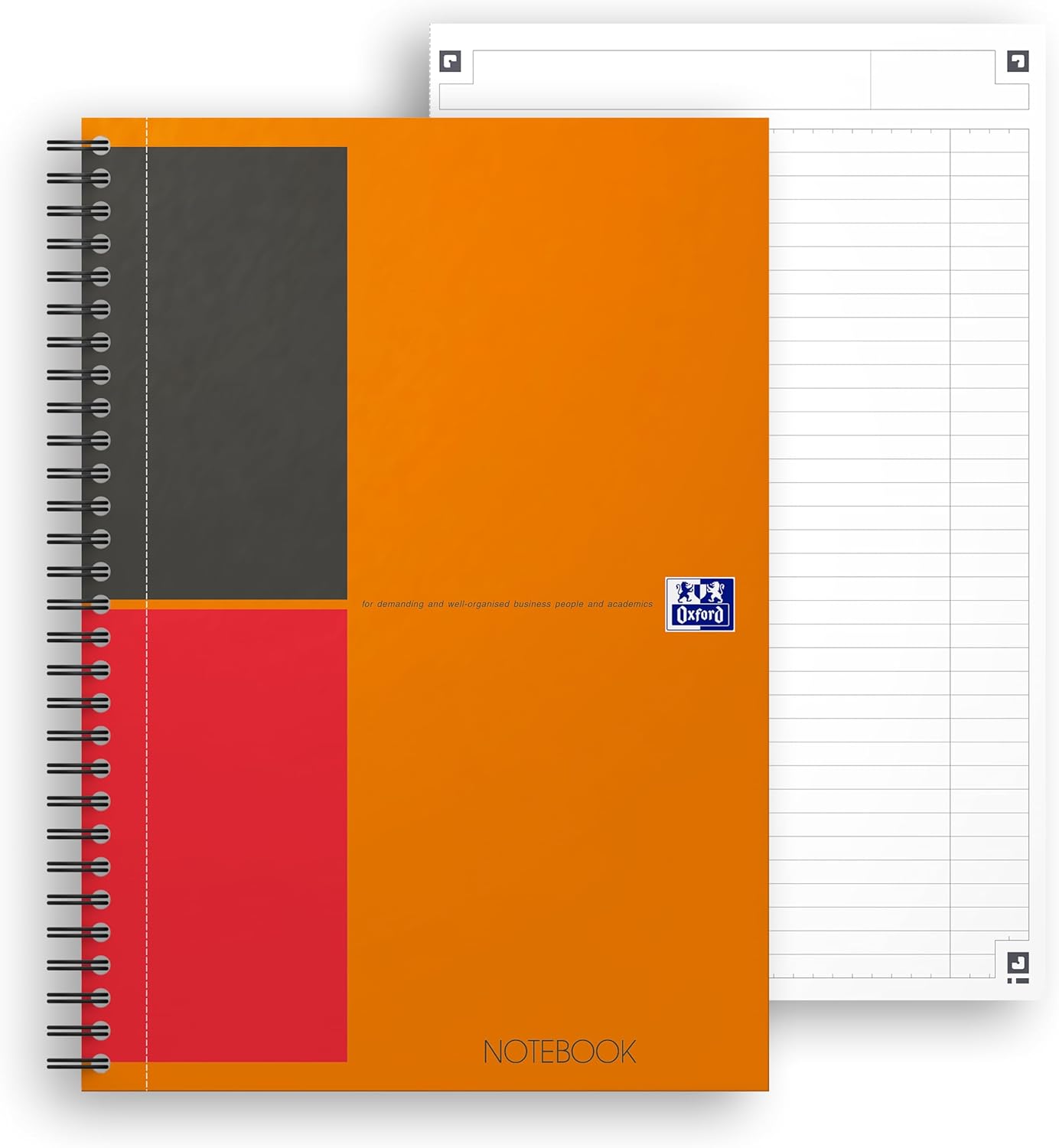 Oxford International Taccuino B5 striped, 6 mm, 160 pages, full binding, paper cover, color: orange b5 lines