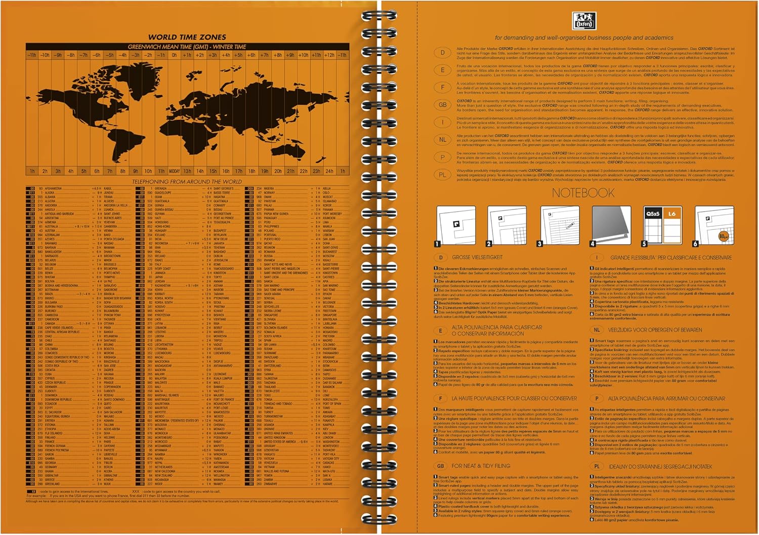 Oxford International Taccuino B5 striped, 6 mm, 160 pages, full binding, paper cover, color: orange b5 lines
