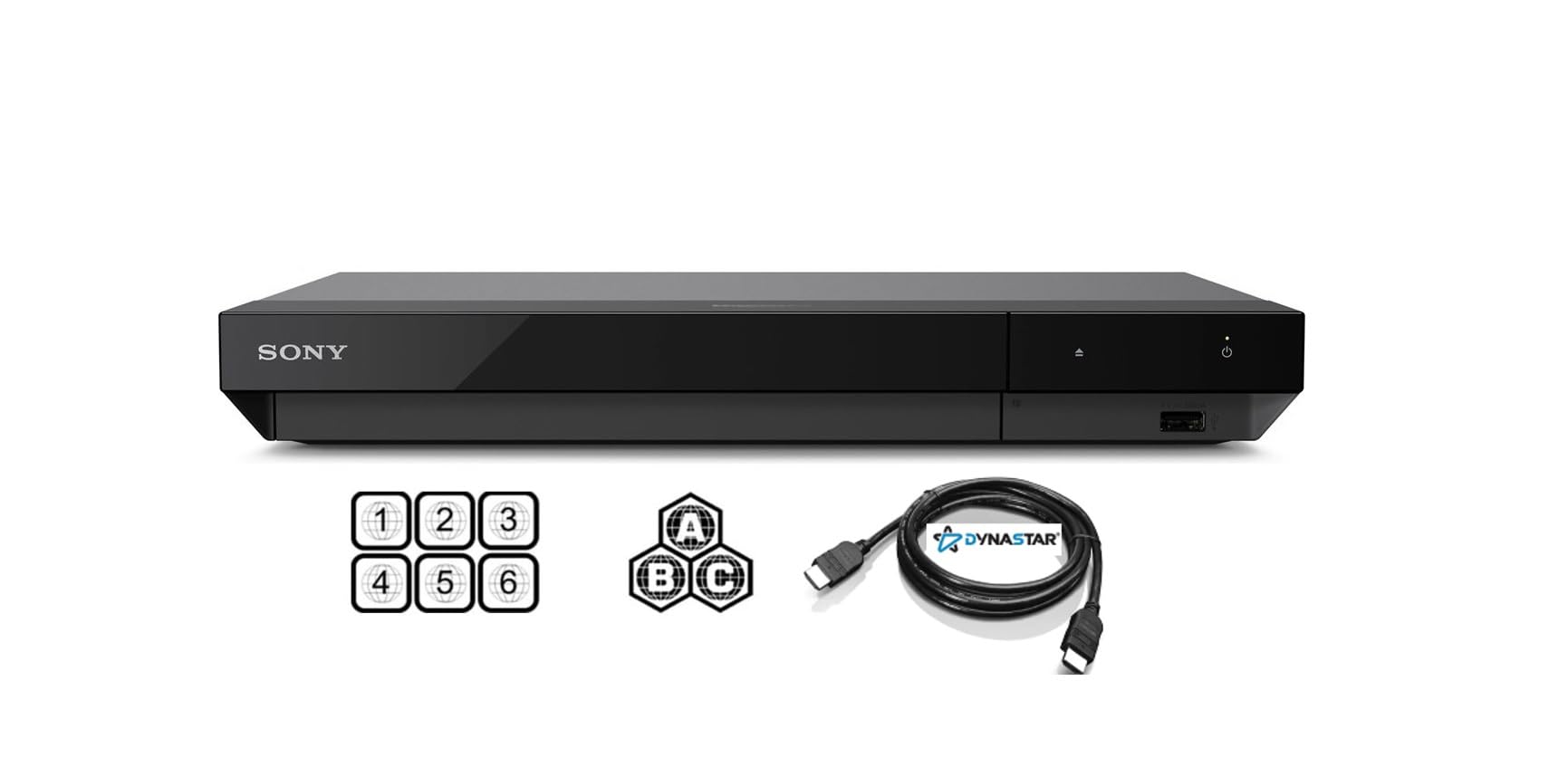 Region Free 4K UHD Blu-Ray Player Compatible With Sony UBP-X700M With UHD 4K Playback, 3D WiFi Multi Region Code Free | Blu-Ray Regions A, B, C | DVD Regions 0-8 with dynastar 6ft HDMI Bundle