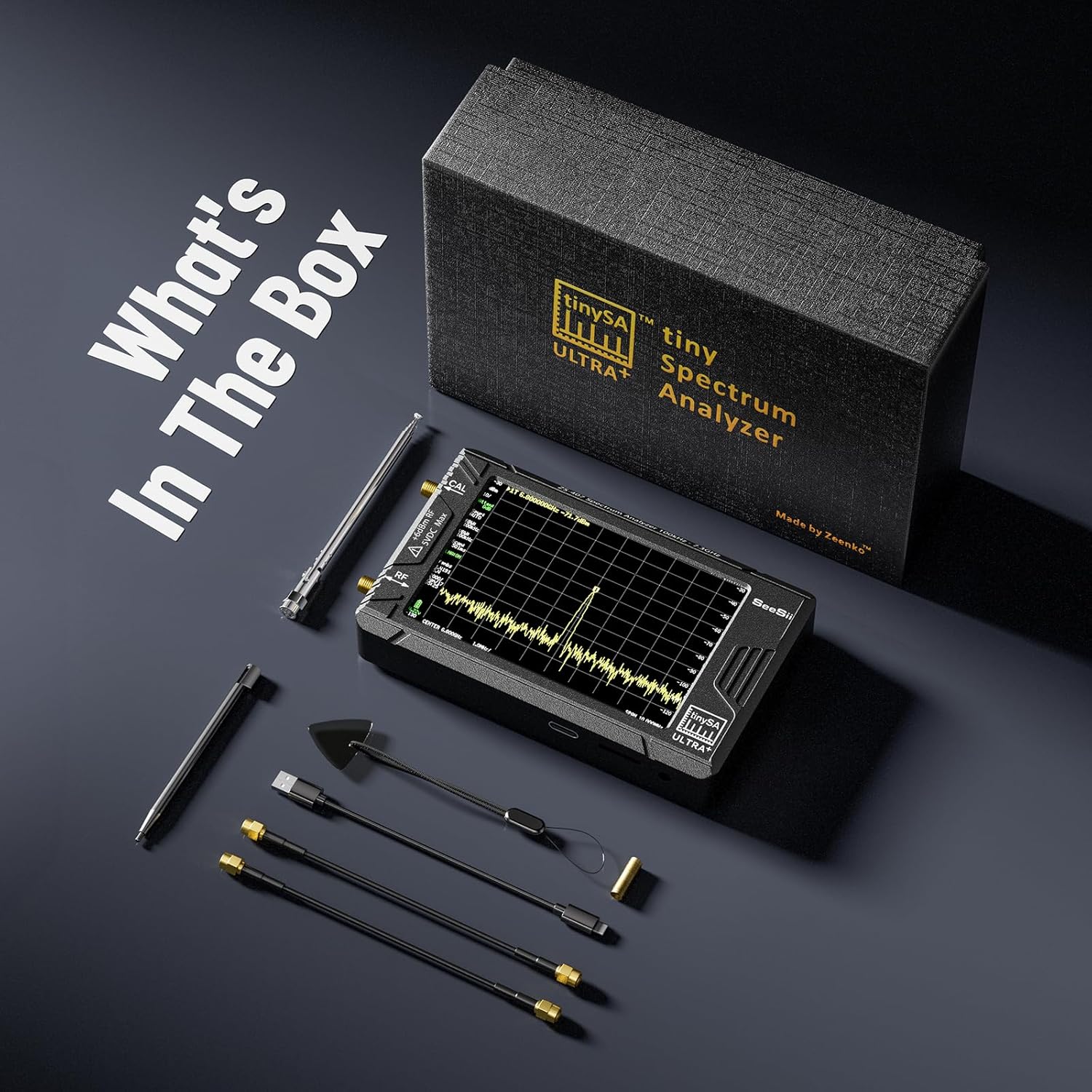 Seesii Tinysa Ultra+ ZS407 7.3 GHz spectrum analyzer: 2025, 4 "screen, HW V0.5.4, 100 KHz–7.3 GHz, laptop, RF generator 2-1 100 KHz–900 MHz, MF/HF/VHF/UHF Tinysa Ultra+ ZS407 updated