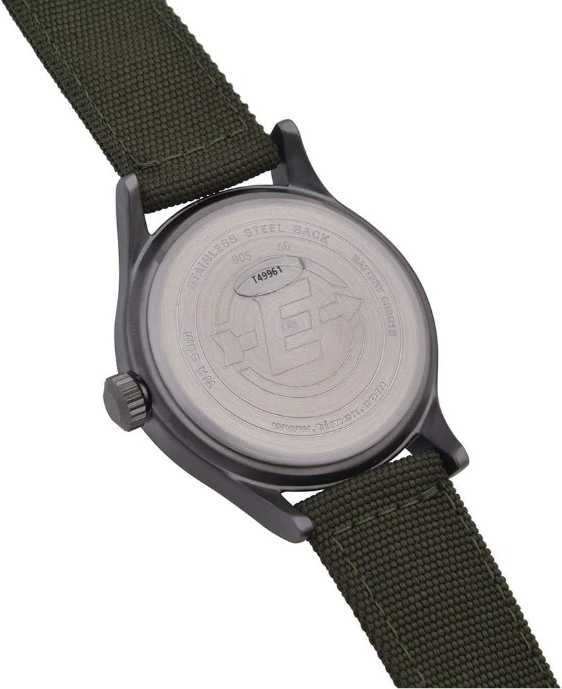 TIMEX Analog Quartz Men's Quartz Watch with Black Fabric/Leather Cinturo (Black/Green)