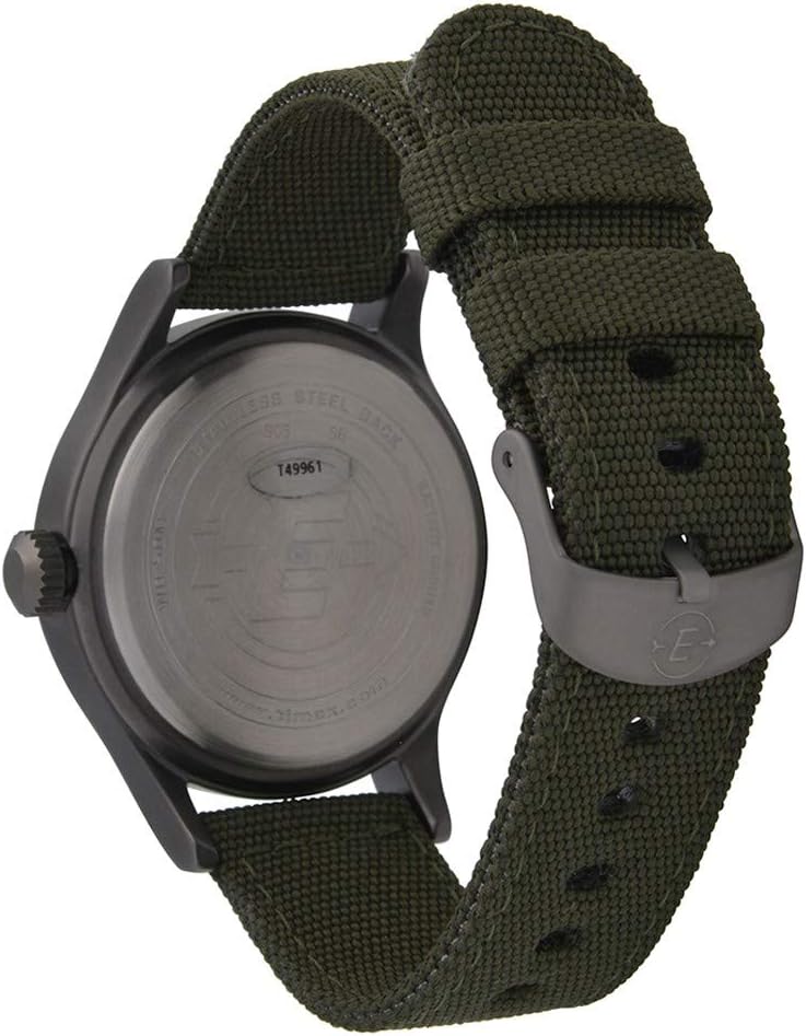 TIMEX Analog Quartz Men's Quartz Watch with Black Fabric/Leather Cinturo (Black/Green)