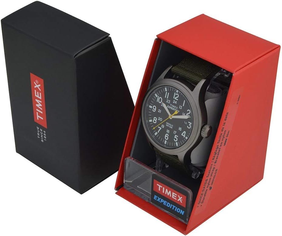 TIMEX Analog Quartz Men's Quartz Watch with Black Fabric/Leather Cinturo (Black/Green)