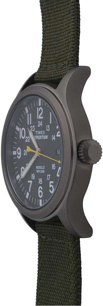 TIMEX Analog Quartz Men's Quartz Watch with Black Fabric/Leather Cinturo (Black/Green)