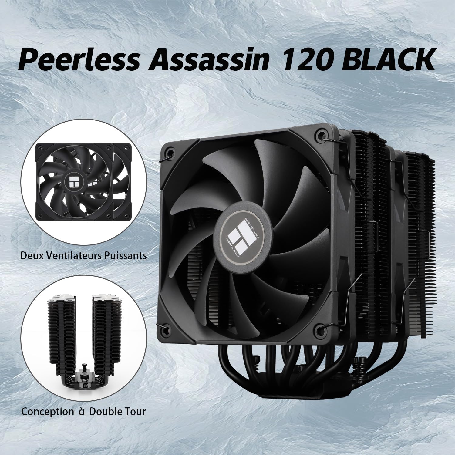 TR Peerless Assassin 120 Black Air Cooler CPU, 6 heat pipes, double 120 mm PWM TL-C12B fan, AGHP technology, for AMD AM4 AM5, Intel 1700/1150/1155/1200/2011 PA 120 Black